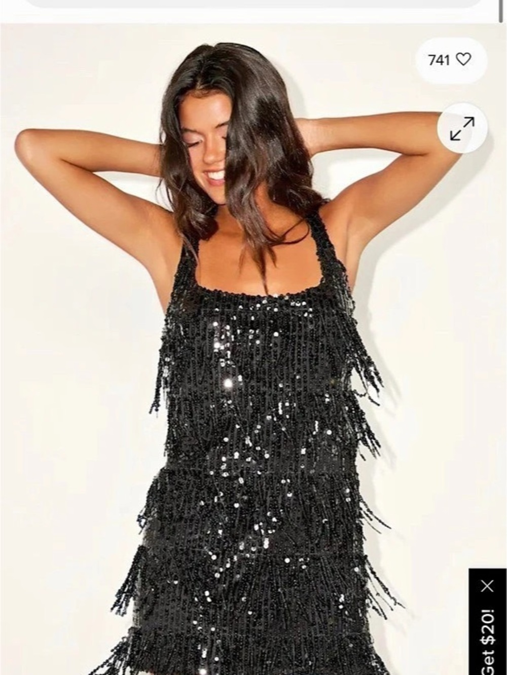 Lulus Nayeli Black Sequin Fringe Bodycon Mini Dress XS tags on